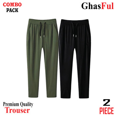 Premium Quality Solid Color Trouser's _Olive+Black
