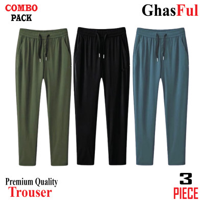 Premium Quality Solid Color Trouser's _Black + Green + Olive