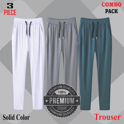 Premium Quality Solid Color Trouser's _ Ash & White & Green.