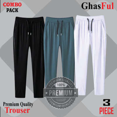 Premium Quality Solid Color Trouser's _ Black & White & Green.