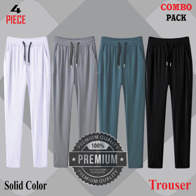 Premium Quality Solid Color Trouser's _Black & Ash & White & Green.
