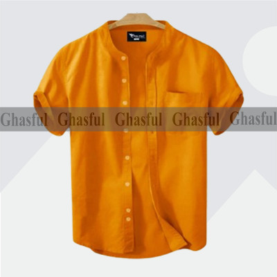 Short Sleeve Band Collar Shirt_ Kathali