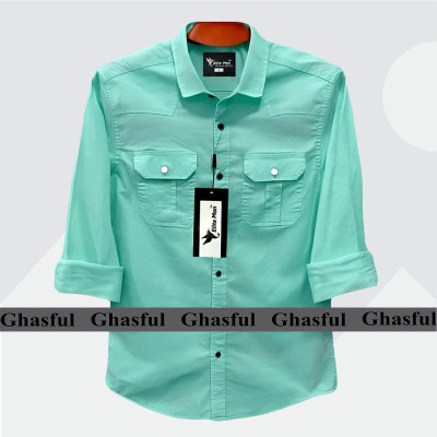 Long Sleeve Double Pocket Oxford Shirt_ Pest,