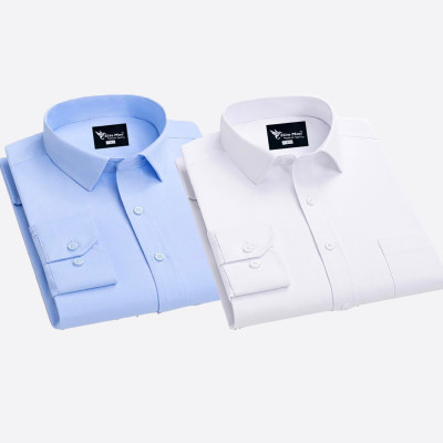 Full Sleeve Formal Shirt _ Sky & White .
