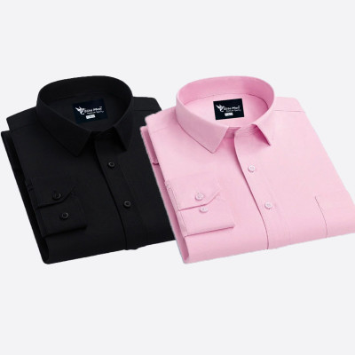 Full Sleeve Formal Shirt _ Black _ Pink .