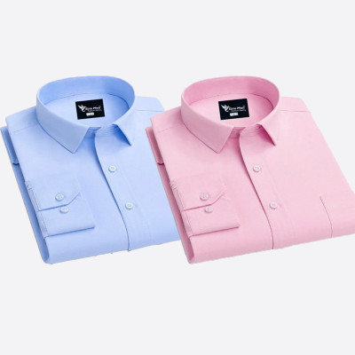 Full Sleeve Formal Shirt _ Sky _ pink.