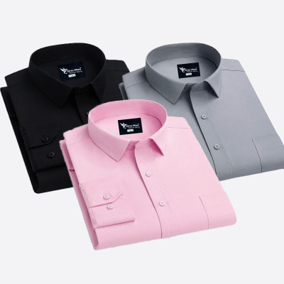 Full Sleeve Formal Shirt _ Pink_ Black _Ash .