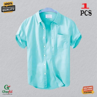 Oxford Cotton Febric Short Sleeve Shirt _Pest .