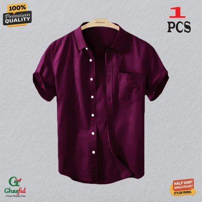 Oxford Cotton Febric Short Sleeve Shirt _ Merun .