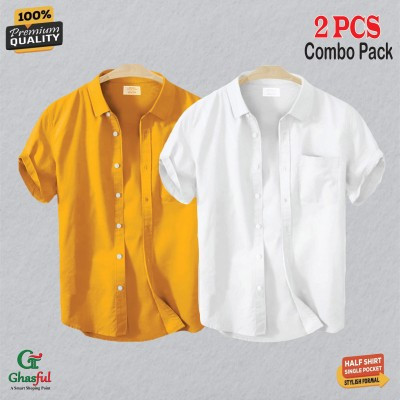 Oxford Cotton Febric Short Sleeve Shirt _ Kathali_ White .