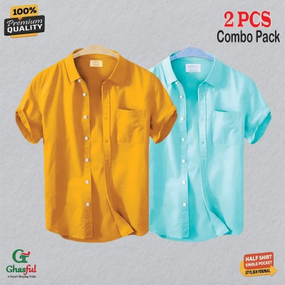 Oxford Cotton Febric Short Sleeve Shirt _ Kathali _ Sky