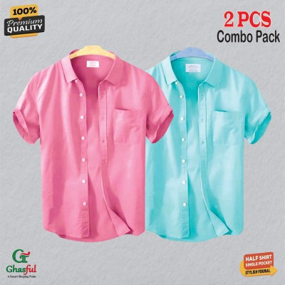 Oxford Cotton Febric Short Sleeve Shirt _Pink _ Pest .