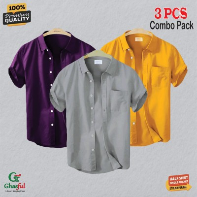 Oxford Cotton Febric Short Sleeve Shirt _Ash _Purpale _Kathali .