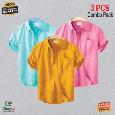 Oxford Cotton Febric Short Sleeve Shirt _Pest _Pink _ Kathali .