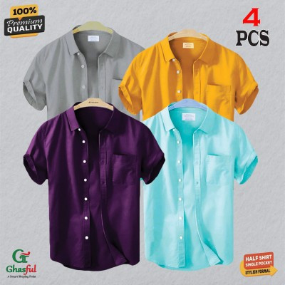 Oxford Cotton Febric Short Sleeve Shirt _Ash _ Kathali _Purpale _ Pest .