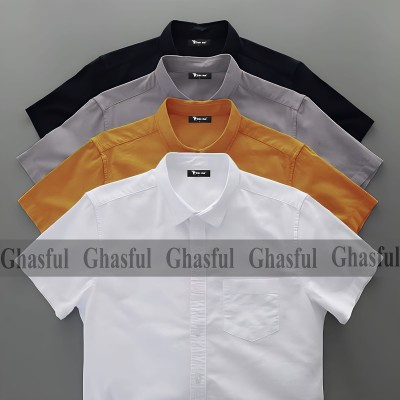 Oxford Cotton Febric Short Sleeve Shirt _Ash _Black _White_ Kathali .