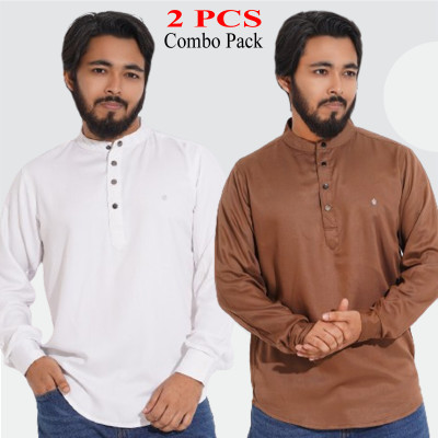 Satin Cotton Fabric Katua _ White & Coffee