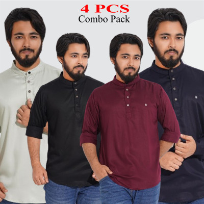 Satin Fabric Premium Quality Katua For Men's - Purple, Black , Light lemon & Nevy Blue.