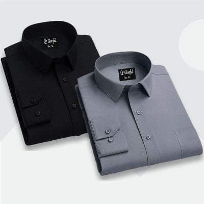 Fine Cotton Formal Shirt _Black _Ash.