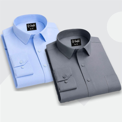 Fine Cotton Formal Shirt  _ Ash _Sky .