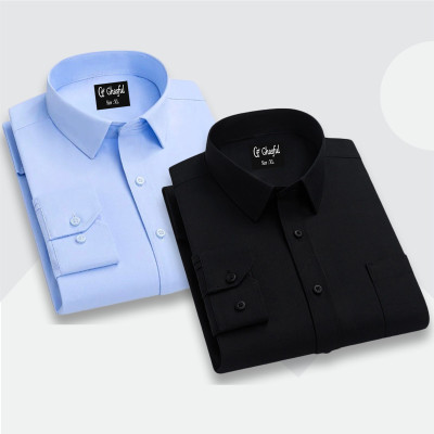 Fine Cotton Formal Shirt _ Black _ Sky .