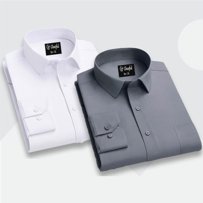 Fine Cotton Formal Shirt _Ash _ White .