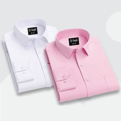 Fine Cotton Formal Shirt _White _ Pink.