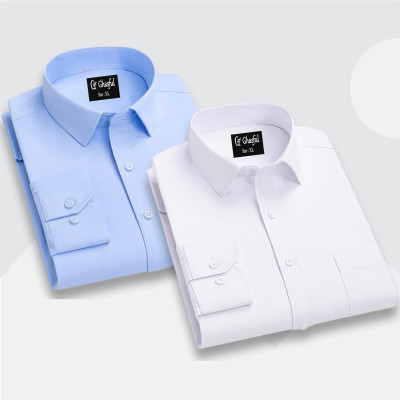 Fine Cotton Formal Shirt _Sky & White .
