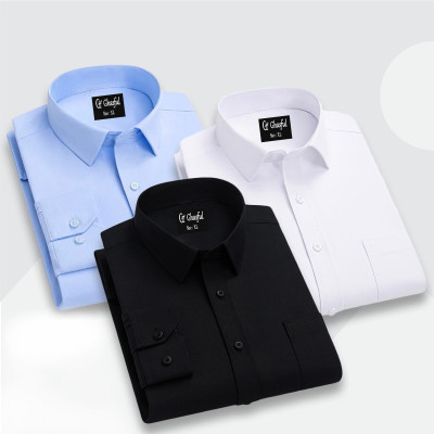 Fine Cotton Formal Shirt  _Black _White _Sky.
