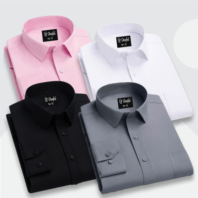Fine Cotton Formal Shirt _ Black _Ash _Pink _White.