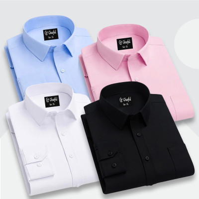 Fine Cotton Formal Shirt _Black _ Pink_ Sky _ White.