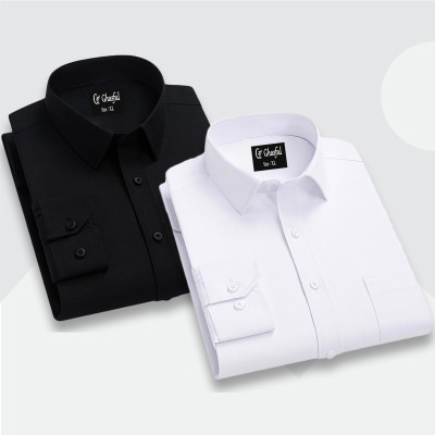 Fine Cotton Formal Shirt _Black _ White .