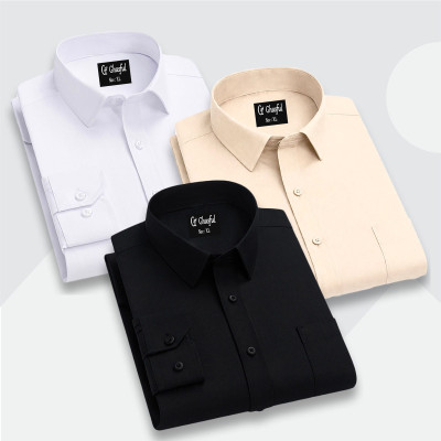 Fine Cotton Formal Shirt _ Black , White & Biscuit.