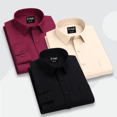 Fine Cotton Formal Shirt _Black _Merun & Biscuit.