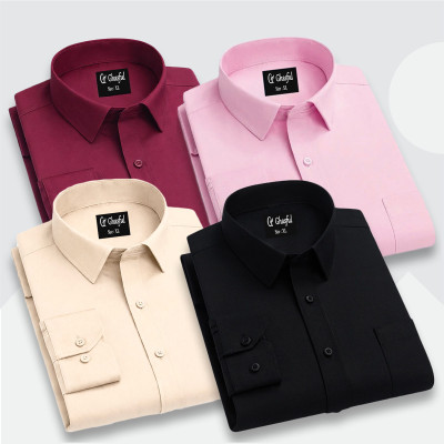 Fine Cotton Formal Shirt _ Merun _ Pink_ Black & Biscuit.