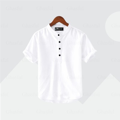 Oxford Cotton Fabrics Short Sleeve Katua For Men's_ White