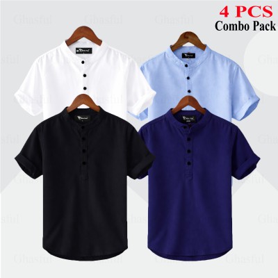 S-Sleeve Oxford Cotton Katua _ Black _White _Sky _ Navy.