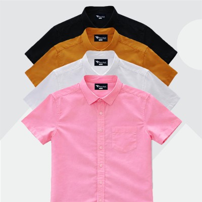 Oxford Cotton Febric Short Sleeve Shirt _ Pink _ White _ Black _ Kathali