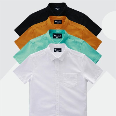 Oxford Cotton Febric Short Sleeve Shirt _ White _ Pest _ Kathali _ Black