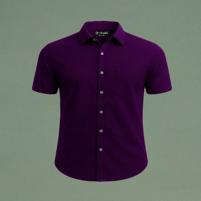 Oxford Cotton Febric Short Sleeve Shirt _ Purpale