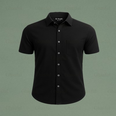 Oxford Cotton Febric Short Sleeve Shirt _ Black