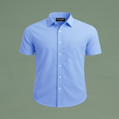 Oxford Cotton Febric Short Sleeve Shirt _ Sky