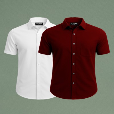 Oxford Cotton Febric Short Sleeve Shirt _ White _ Merun