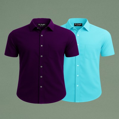 Oxford Cotton Febric Short Sleeve Shirt _ Purpale _ Pest
