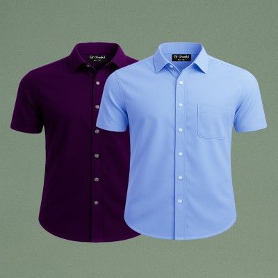 Oxford Cotton Febric Short Sleeve Shirt _ Purpale _ Sky