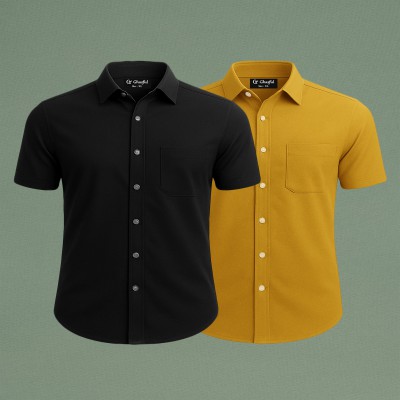 Oxford Cotton Febric Short Sleeve Shirt _ Kathali _ Black