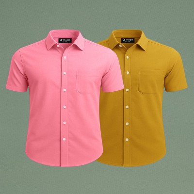 Oxford Cotton Febric Short Sleeve Shirt _ Kathali _ Pink