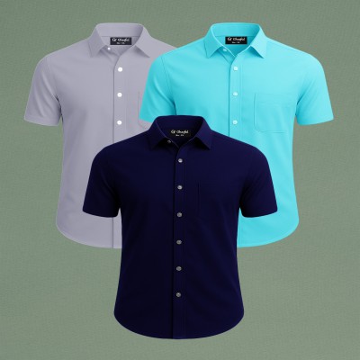 Oxford Cotton Febric Short Sleeve Shirt _ Nevy blue _ Pest _ Ash