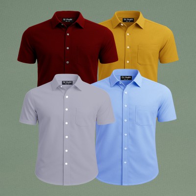 Oxford Cotton Febric Short Sleeve Shirt _ Sky _ Ash _ Merun _ Kathali