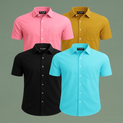 Oxford Cotton Febric Short Sleeve Shirt _ Pest _ Kathali _ Pink _ Black